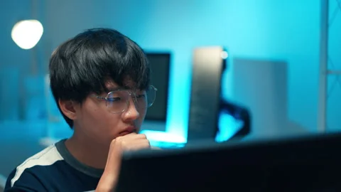 Programmer focusing screen backend development system logic interface code Stock Footage 313808464