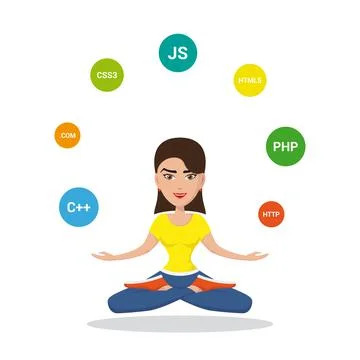 Programmer girl character Stock Illustration