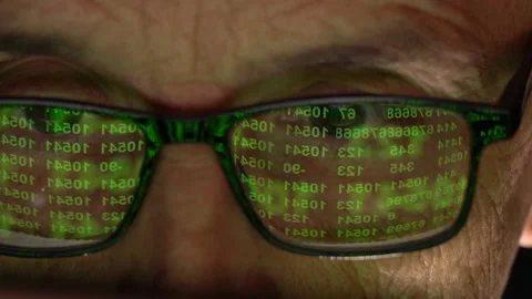 Programmer With Glasses in Front of the Display. Detail of a Person Eye Looks, a Stock Footage 147927240