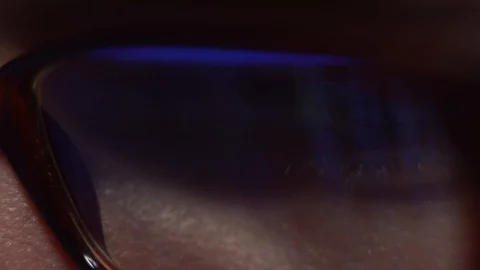 Programmer in glasses works at the computer. Display in glasses.Close up Stock Footage 124360810