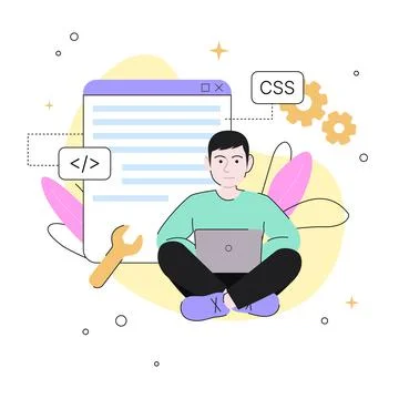 Programmer Graphic Illustration. IT, Coding, Cyberspace Illustrazione stock