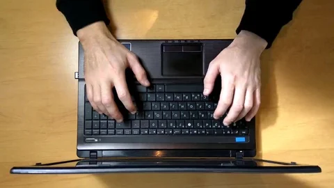 Programmer hacker working on laptop at Desk Stock-Footage 69218256
