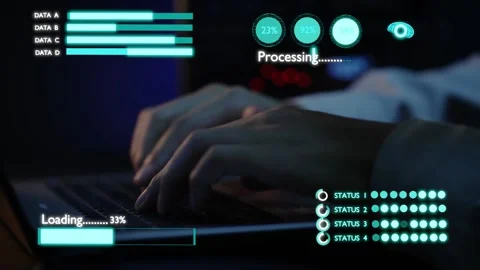 Programmer hand use laptop with padlock technology. Video stock 196378411