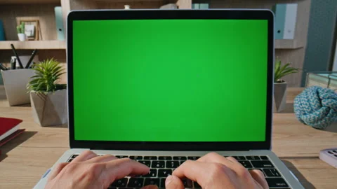 Programmer hands coding green screen laptop at workspace closeup. Woman typing Video stock 293629501
