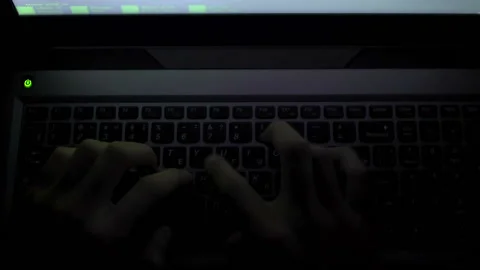 Programmer hands typing on laptop, developing application, online work, code Video stock 88410664