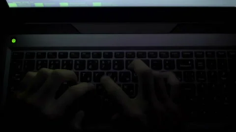 Programmer hands typing on laptop, developing application, online work, code Video stock 88411425