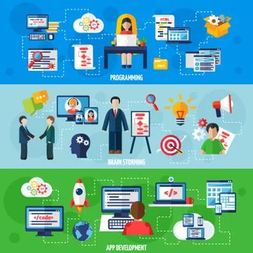 Programmer Horizontal Banners 스톡 일러스트