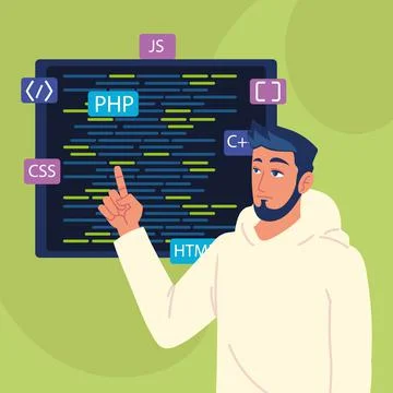 Programmer with html codes Stock Illustration