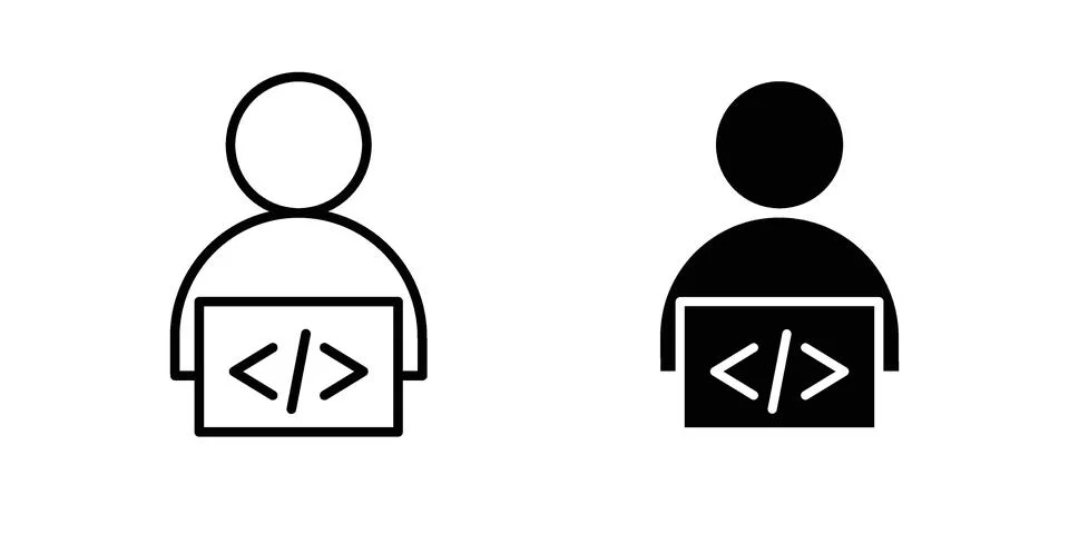 Programmer icon black vector isolated on white 库存插图