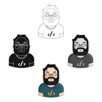Programmer icon in cartoon style isolated on white background. People of Stock-Illustration