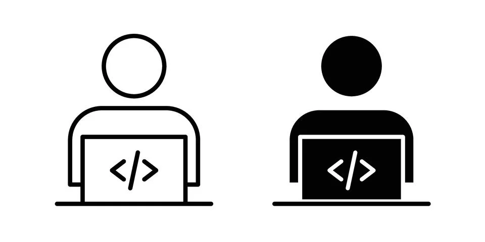 Programmer icon concept logo design collection Stock Illustration