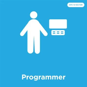 Programmer icon isolated on blue background Grats Stockgrafik