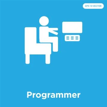 Programmer icon isolated on blue background Grats Stockgrafik