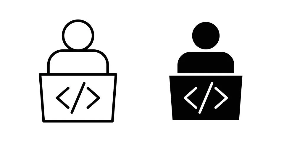 Programmer icon solid, line, and editable vector set. Stock-Illustration