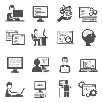 Programmer Icons Set Stock Illustration