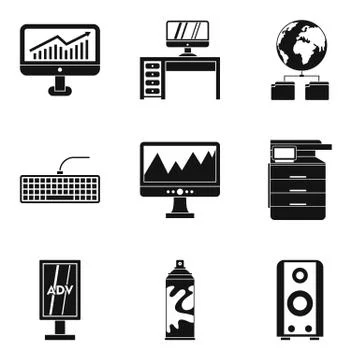 Programmer icons set, simple style Stock-Illustration