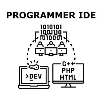Programmer ide vector illustration concept developing software 库存插图