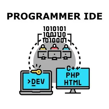 Programmer ide vector illustration concept developing software Stock Illustration
