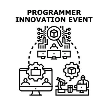 Programmer innovating and developing new event solutions Stock Illustration