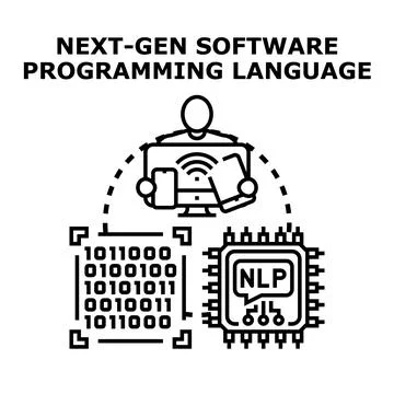 Programmer interacting with multiple connected devices Stock Illustration