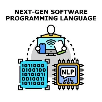 Programmer interacting with multiple connected devices Stock Illustration