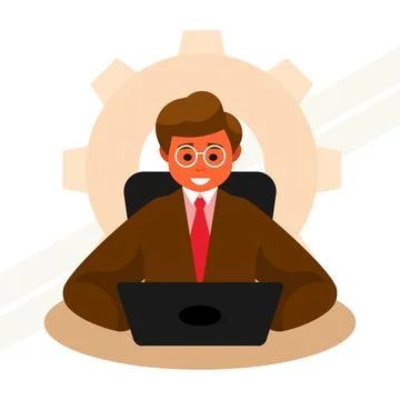 Programmer-at-laptop Stock Illustration