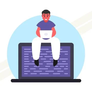 Programmer-with-laptops Stock Illustration