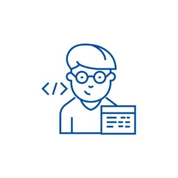 Programmer line icon concept. Programmer flat vector symbol, sign, outline イラスト素材