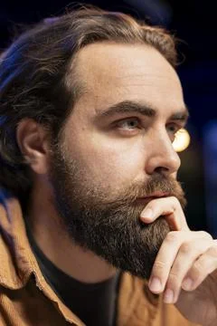 Programmer looking at computer screen, close up shot Stock Photos