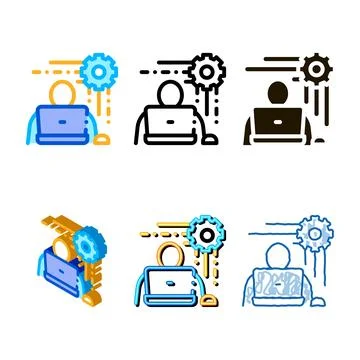 Programmer looks work icon vector outline Stock-Illustration