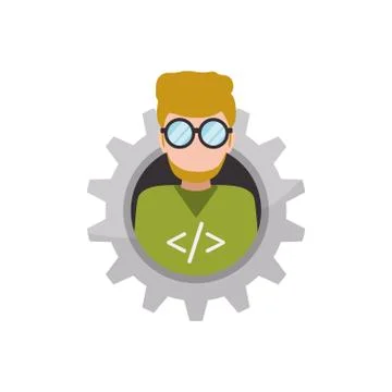 Programmer man faceless glasses 스톡 일러스트