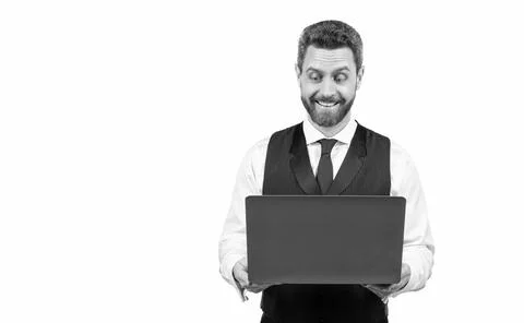 Programmer man use pc. entrepreneur. agile business. professional network Foto stock