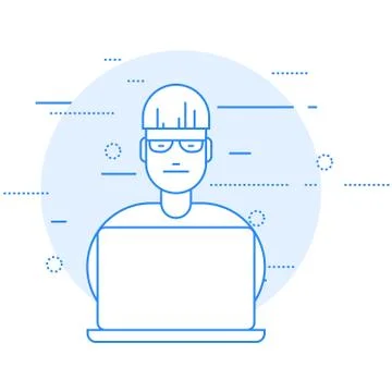 Programmer - man works on laptop Stock Illustration