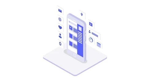 Programmer manage user interface apps on smartphone Stock Footage 153574280