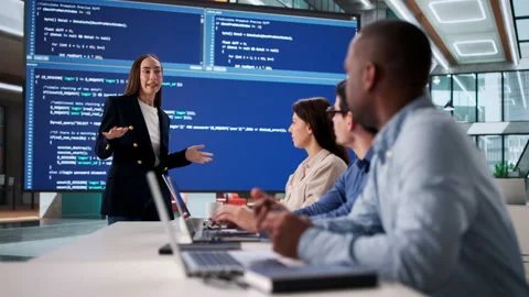 Programmer Meeting In Office Stock Footage 328710289