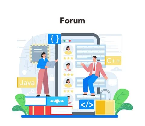 Programmer online service or platform. Coding, testing and writing program. Stock Illustration