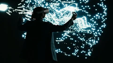 Programmer optimizes AI neural network data flow using virtual reality 写真素材