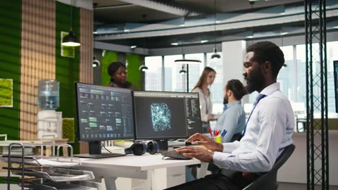 Programmer optimizing performance using AI LLM chatbot 스톡 동영상 313018046