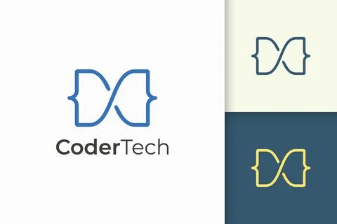 Programmer or developer logo in simple and modern for tech company イラスト素材
