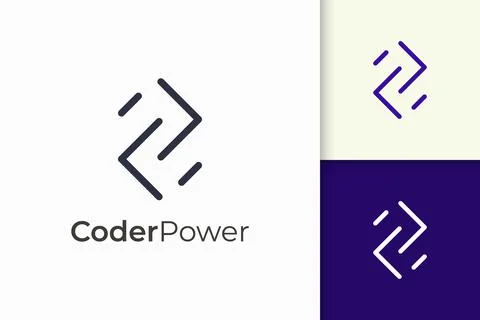 Programmer or developer logo in simple and modern for tech company Stock Illustration