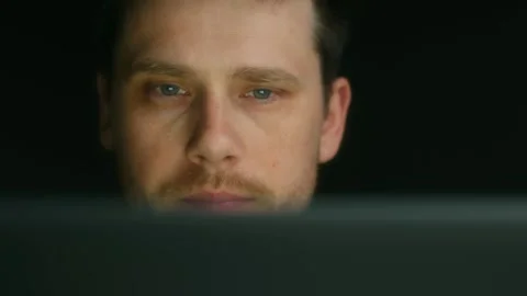 Programmer or developer working late night. Close-up fast coding or creating Stock Footage 312983437