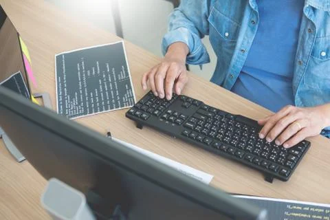 Programmer Outsource Developer coding technologies Website design. Mobile App Foto stock