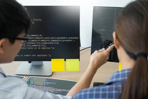 Programmer Outsource Developer Team coding technologies Website design. Mobil Foto stock