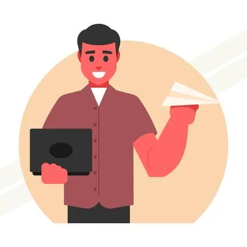 Programmer-with-paper-airplane Illustrazione stock