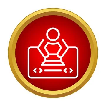 Programmer person coding at laptop flat icon Stock Illustration