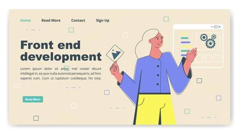 Programmer person develop computer and phone website interface. Front end Stock-Illustration