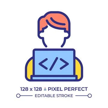 Programmer pixel perfect line color icon Stock-Illustration