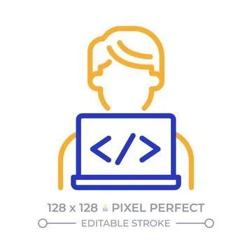 Programmer pixel perfect two color line icon Stock-Illustration