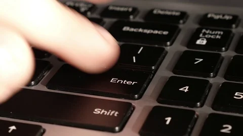 Programmer press enter button, bitcoin business, technology, 4k Stock-Footage 101794146
