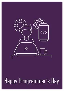 Programmer profession postcard with linear glyph icon Stockillustratie